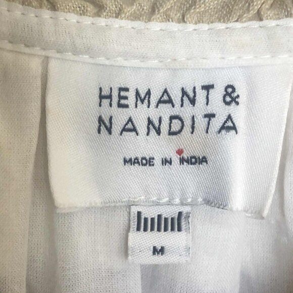 New HEMANT & NANDITA Mana Stripe Tassel Ties Boho Mini Dress M MSRP $330 - Picture 8 of 9
